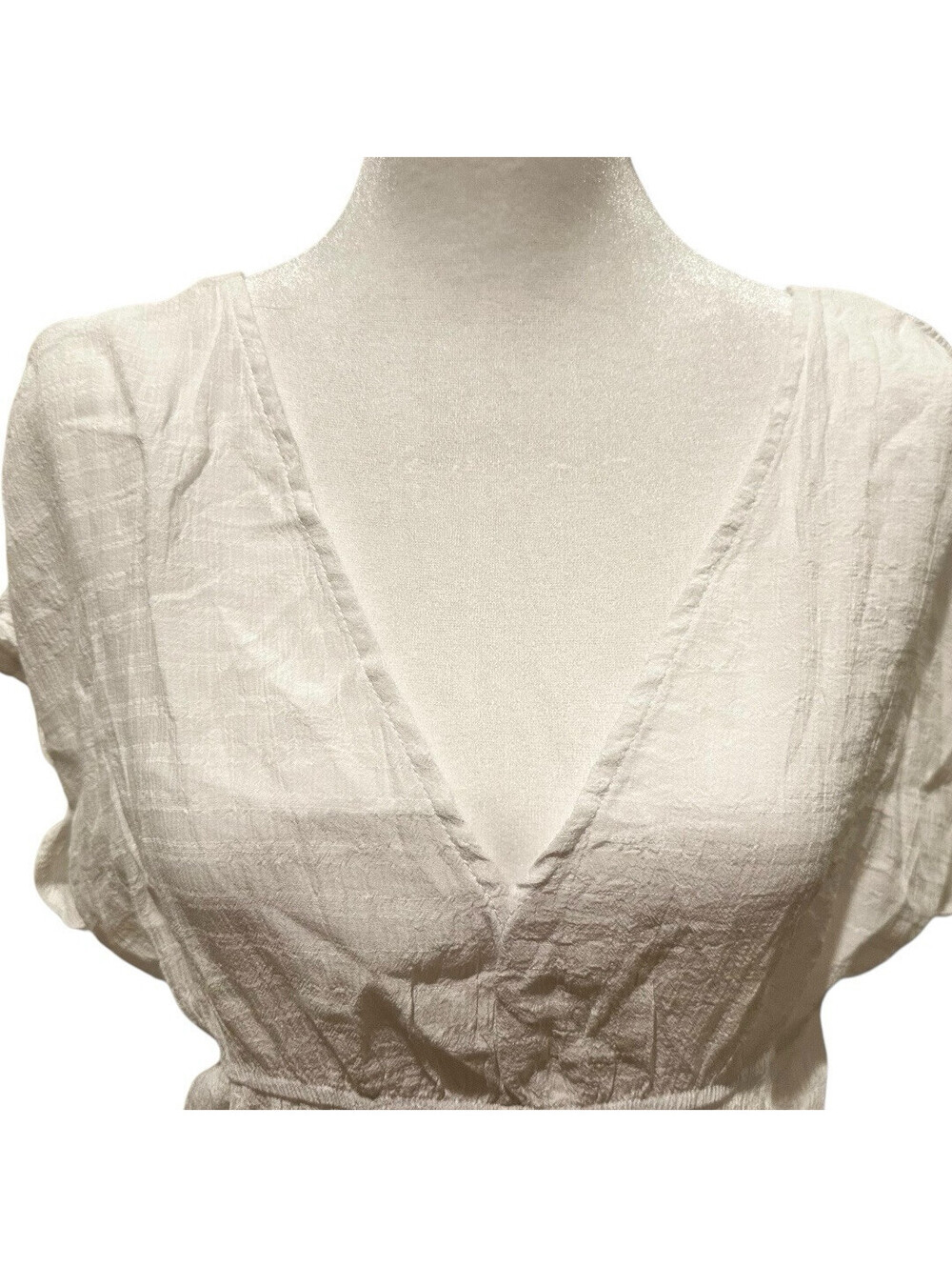 NWT Cupshe White Dolman Sleeve Smocked Waist Cover-Up Dress Large - Picture 6 of 14
